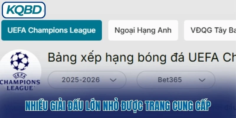 Nhiều giải đấu lớn nhỏ được trang cung cấp